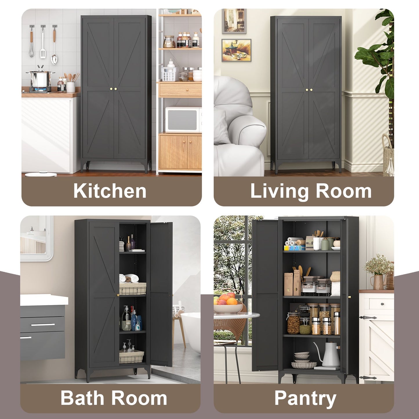 Metal Adjustable 2 Doors Storage Cabinet