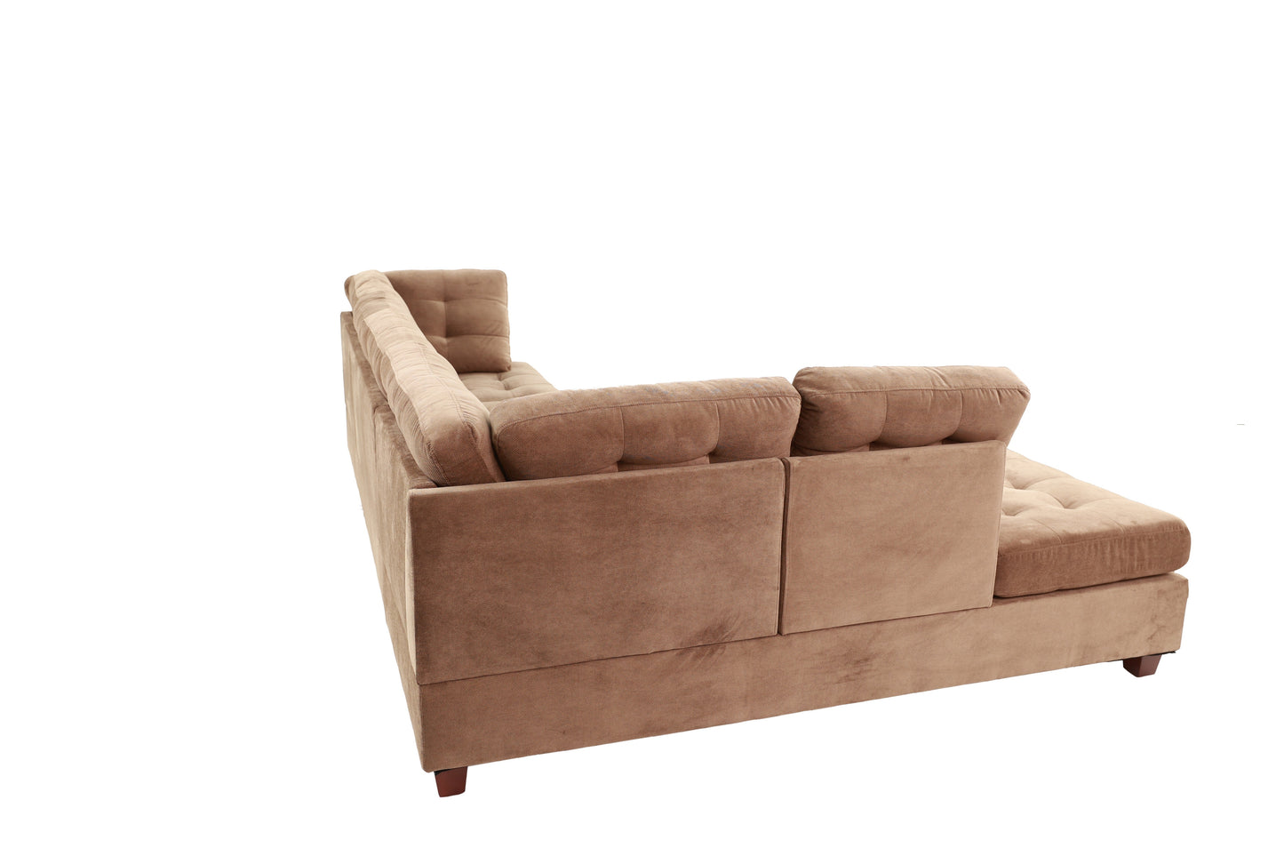 Living Room Sectional Waffle Suede Truffle Color Sectional Sofa