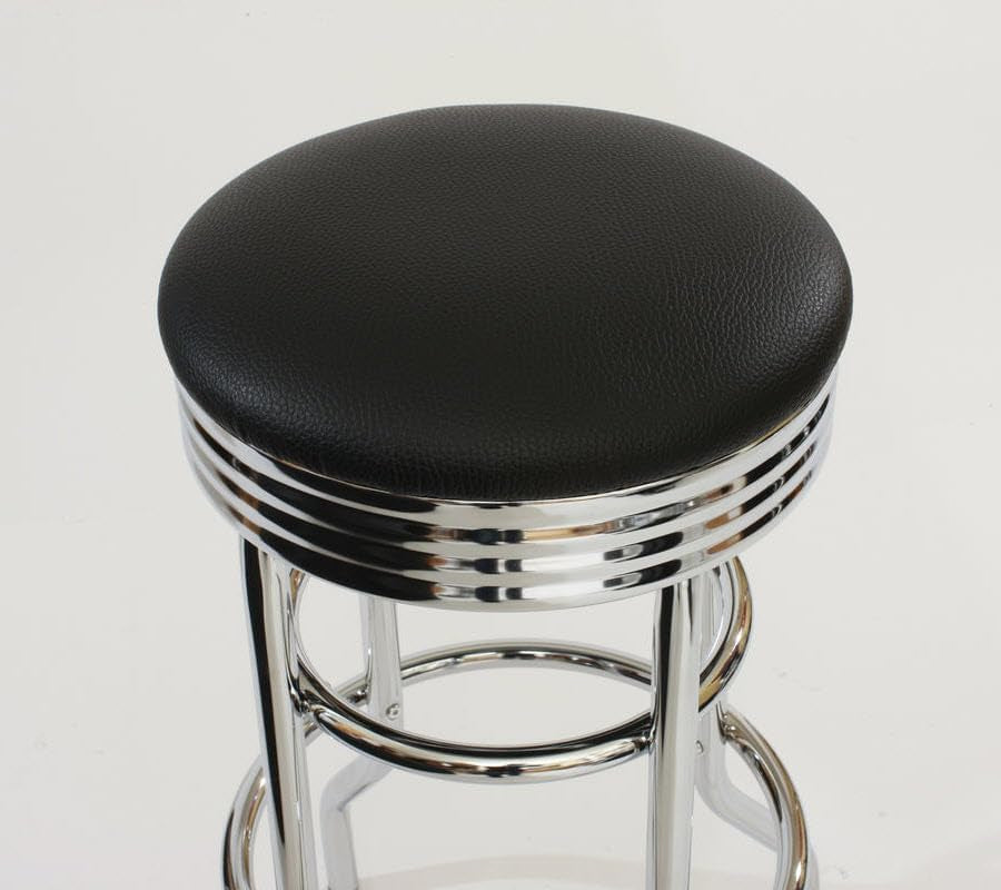 Heavy Duty Backless Swivel Bar Stools with Faux Leather