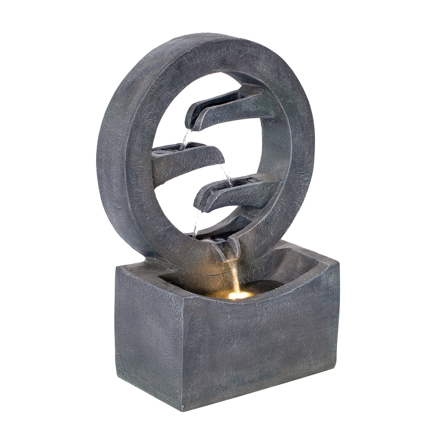 26.77"H Modern Circular Outdoor Fountain with LED Light