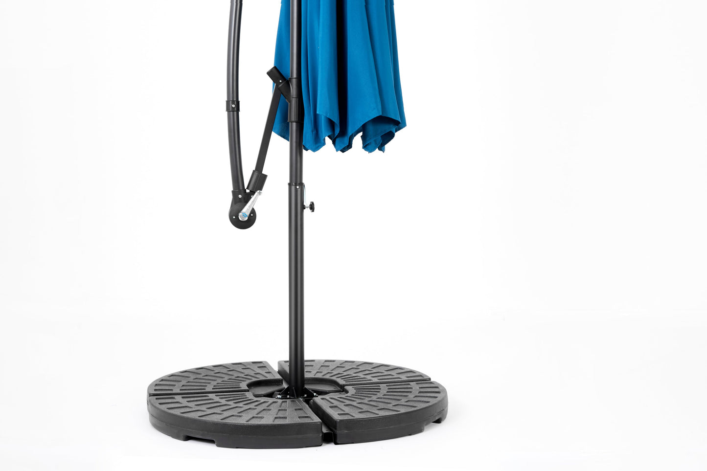 10ft Solar LED Offset Hanging Market Patio Umbrella in Dark Blue