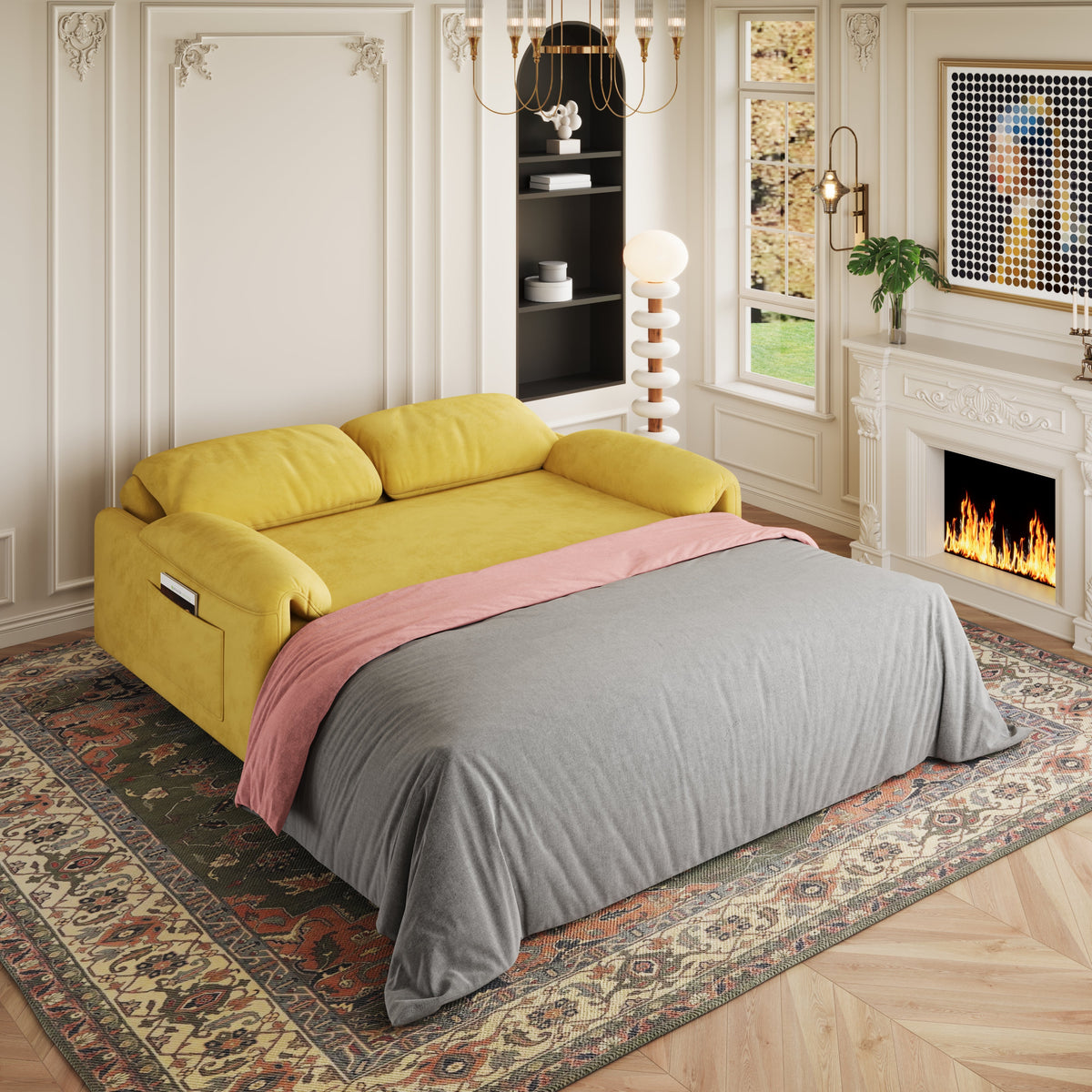 Elegant Dual-Purpose Velvet Sofa Bed