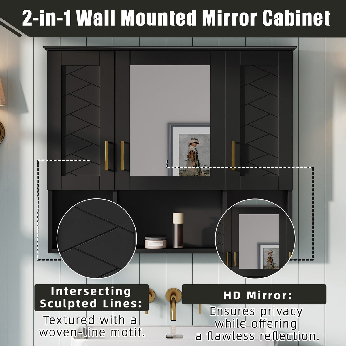 35 Inch 2-in-1 Wall Mounted Medicine Cabinet