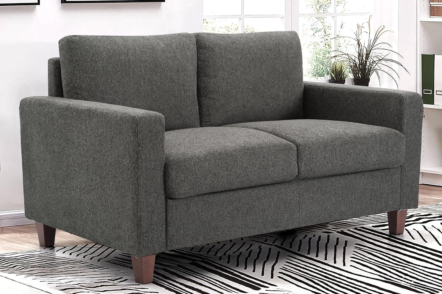 Miles 2 Piece Couch And Loveseat Set With Reversible Pillows Grey