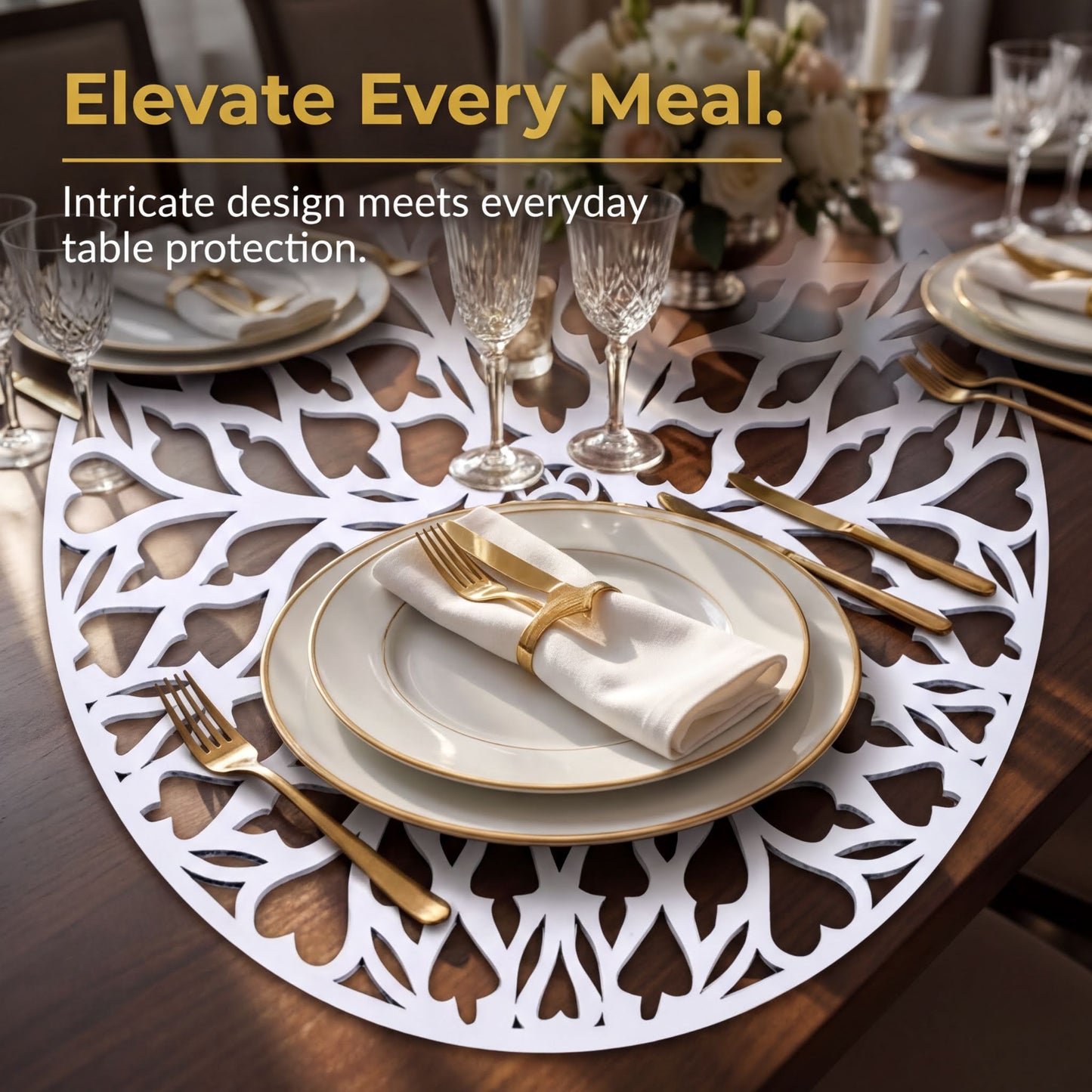 White Wooden Trivet - Heat Resistant Placemats for Dining Table Decor