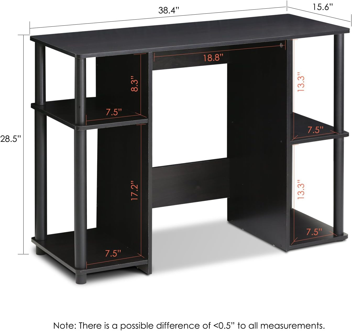 JAYA Computer Study Desk With Open Storage Espresso Finish