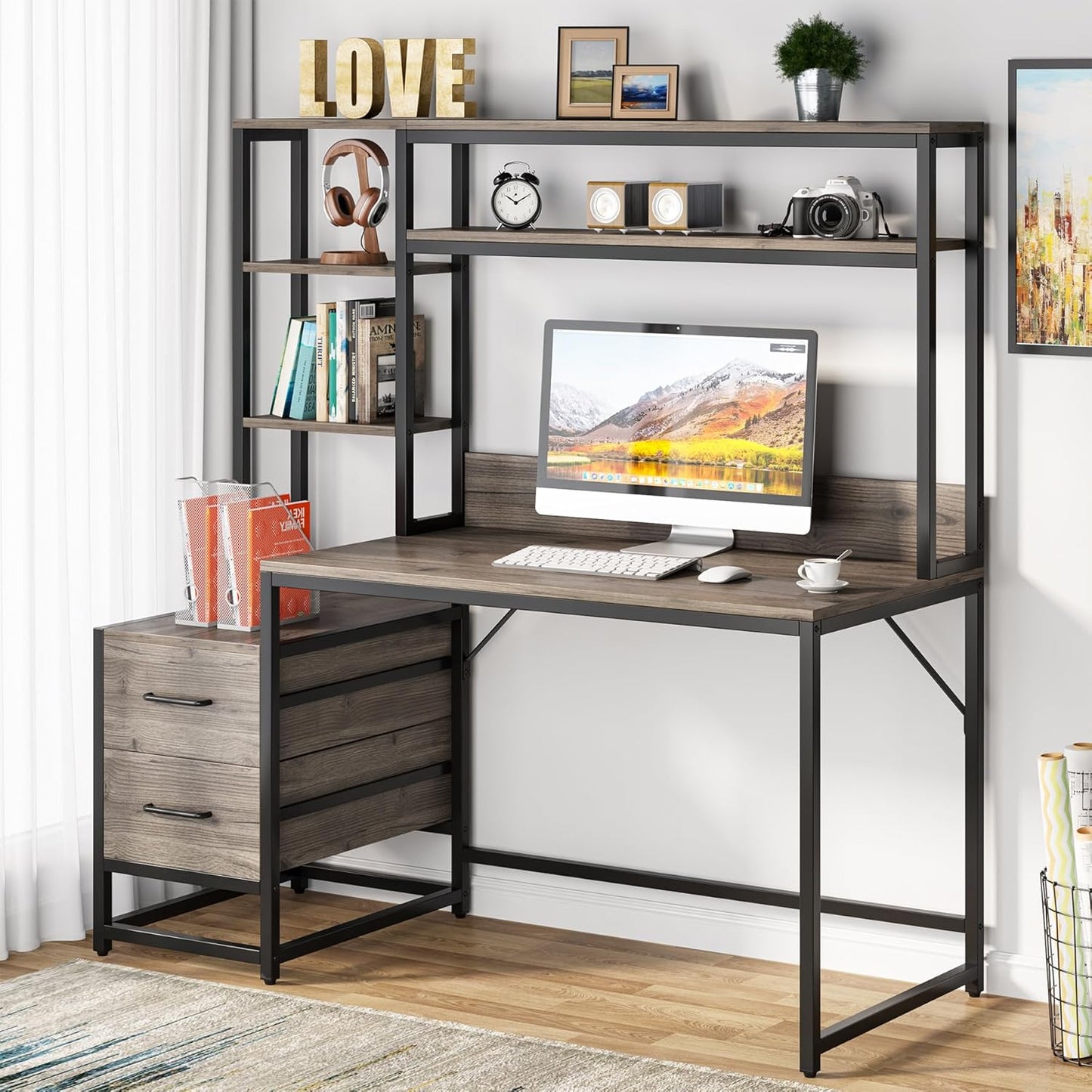 55 Inches Multifunctional Computer Desk