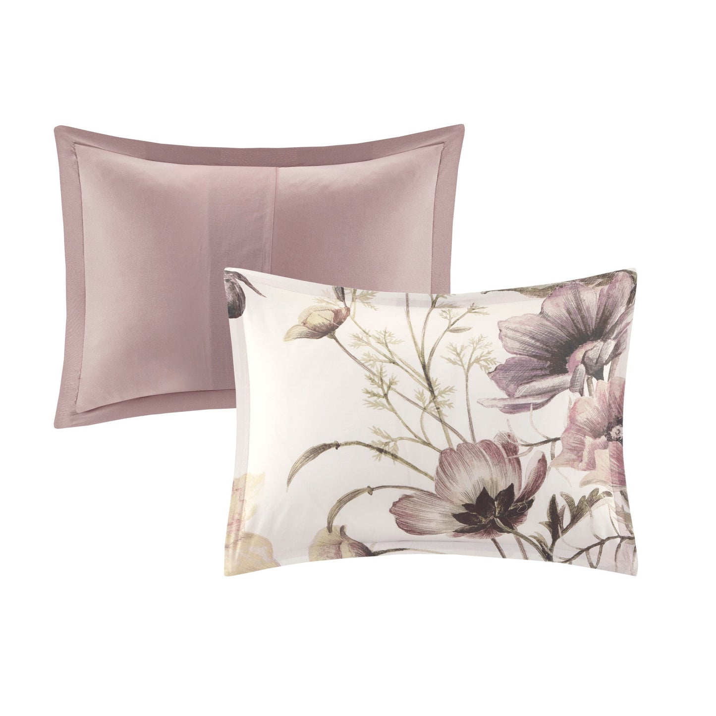 8 Piece Cotton Printed Comforter Set Blush California King