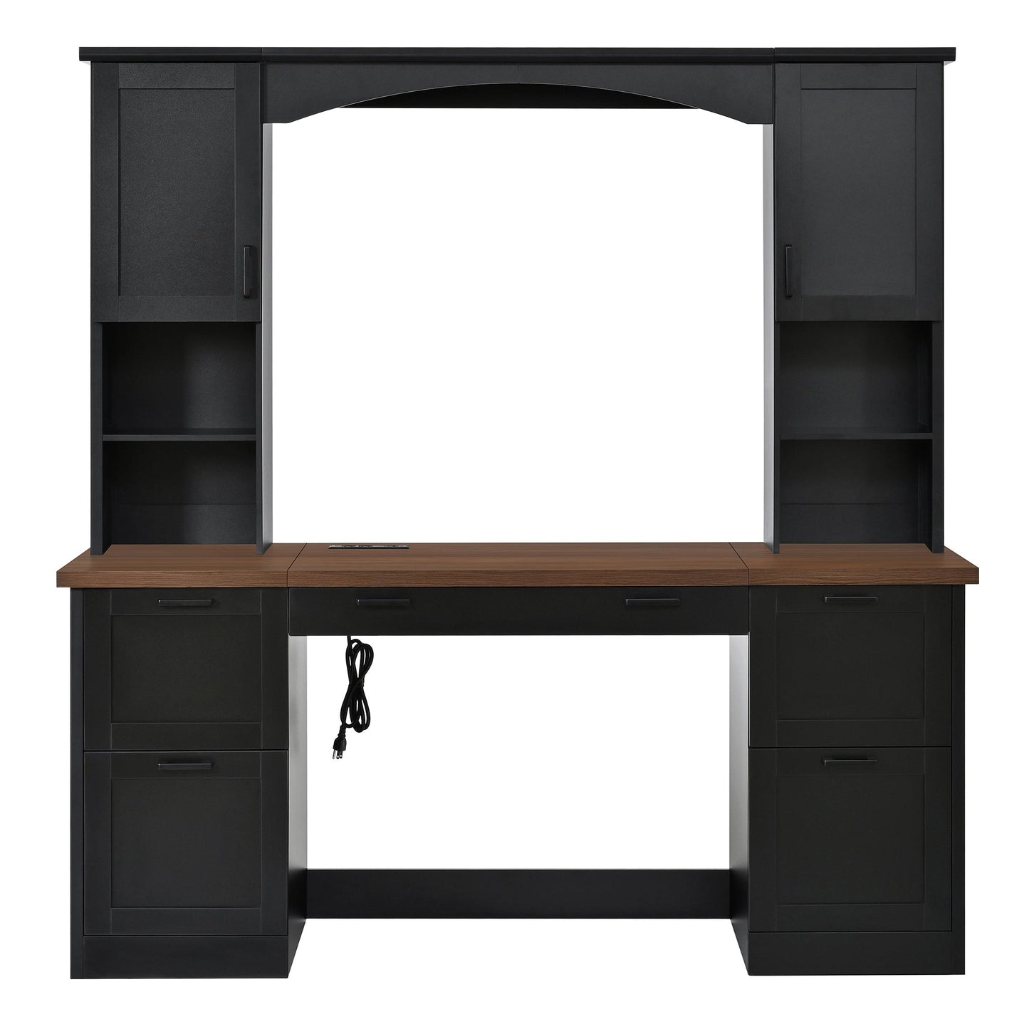 On-Trend Farmhouse Arched Computer Desk with Hutch
