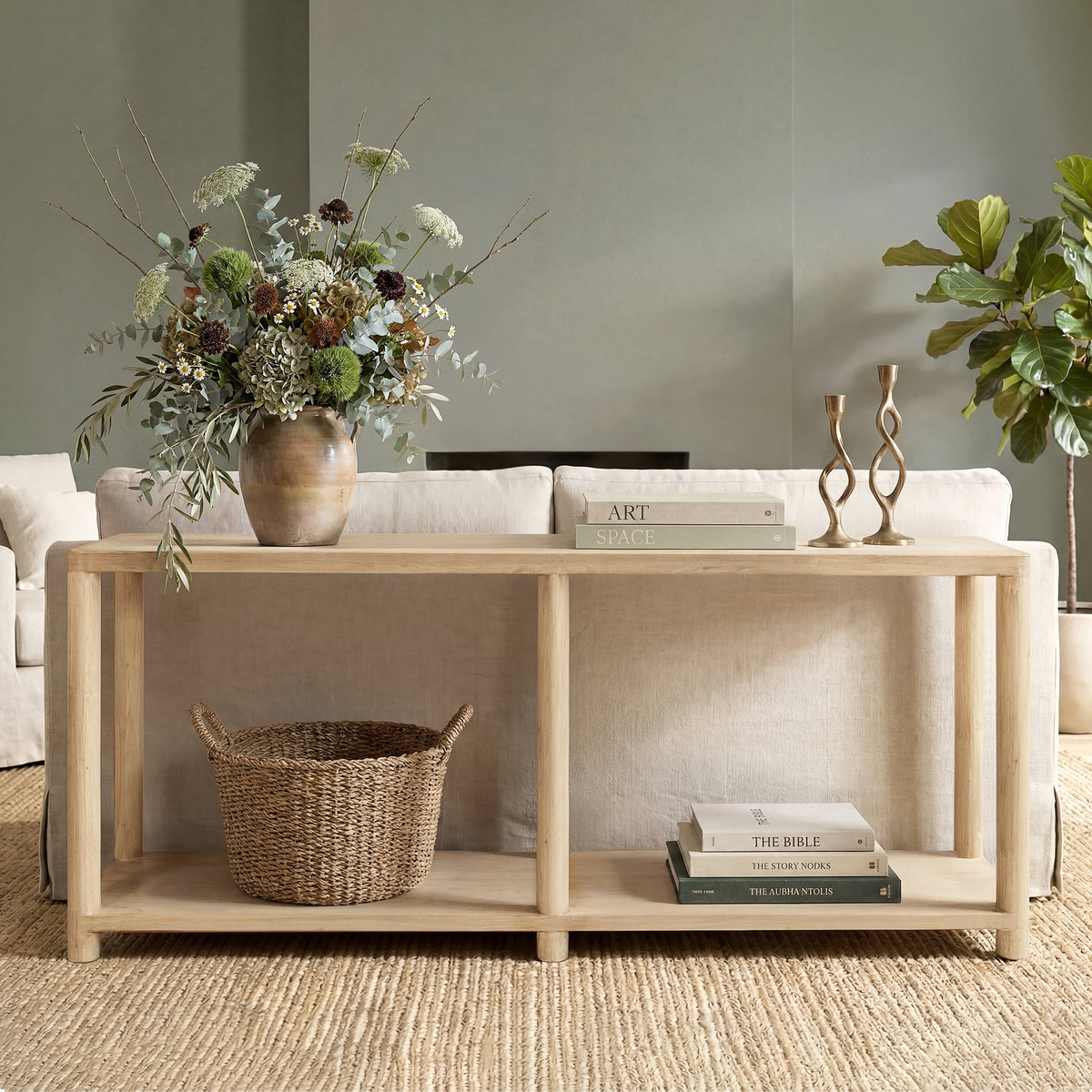 Milo 71" Reclaimed Wood Console Table with Lower Shelf