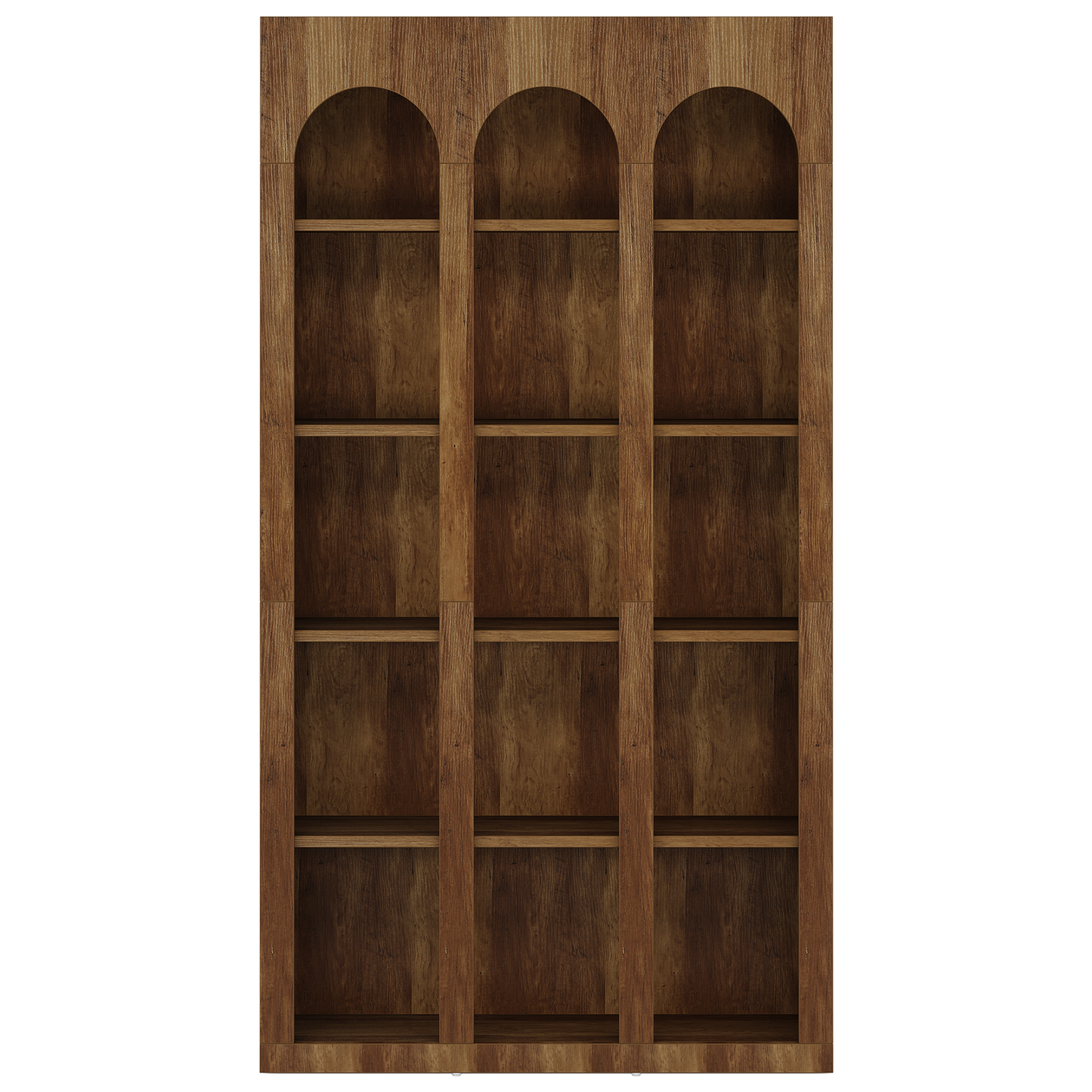 70.87" 5-Tier Rustic Brown Farmhouse Arched Bookcase