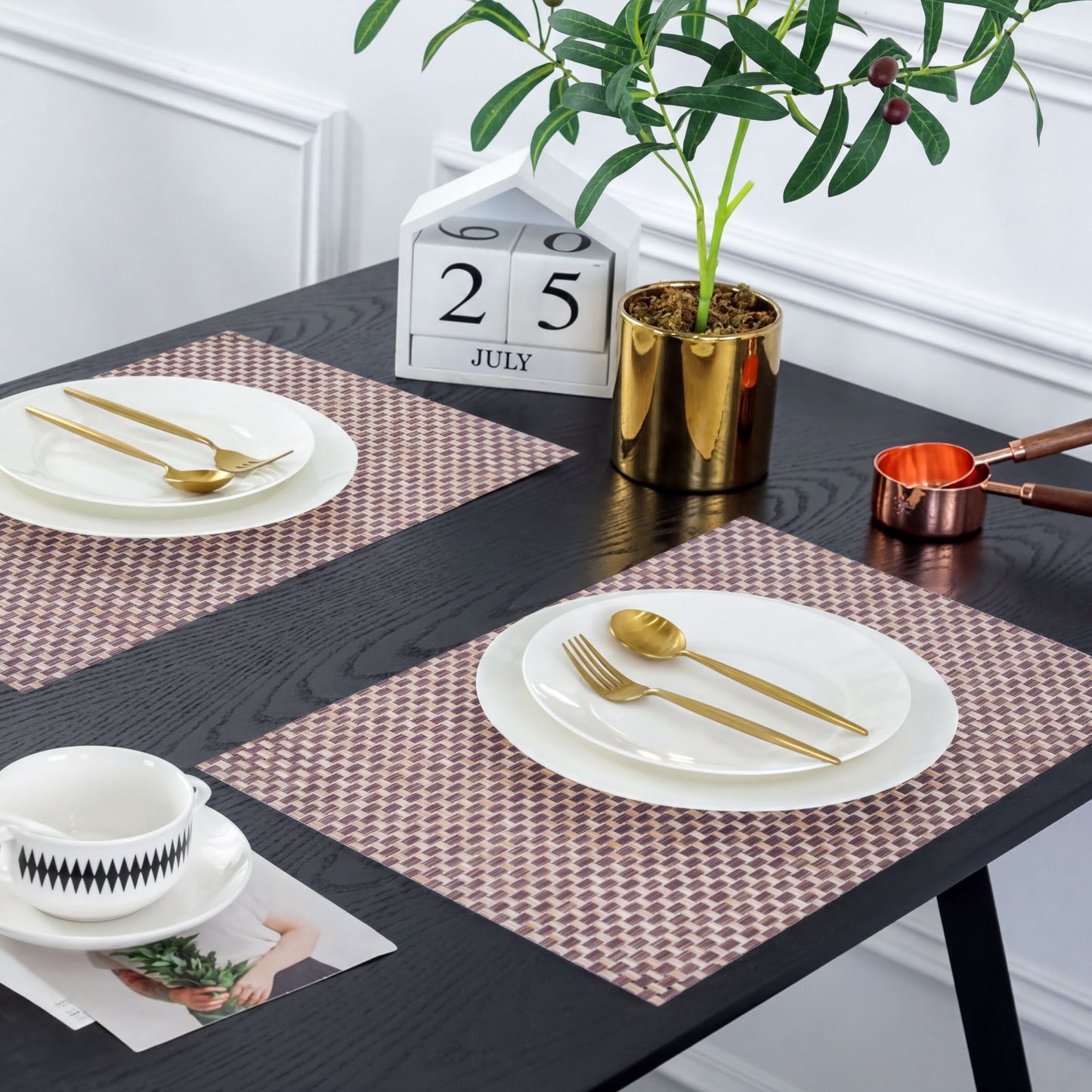 PVC Placemats – Beige Dining Table Mats | Heat Resistant, Non Slip, Waterproof