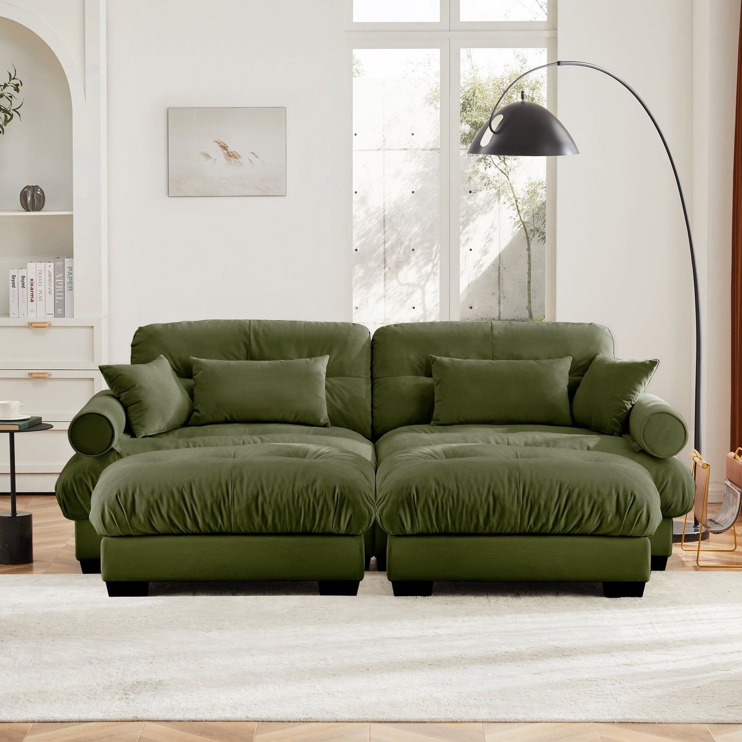 Over Size Modern Two-Seater Sofa with Ottoman