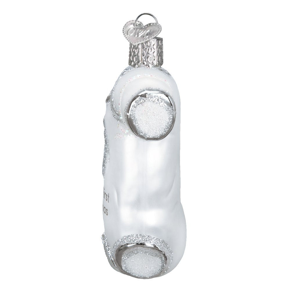 Babys First Christmas White Baby Onesie Glass Ornament