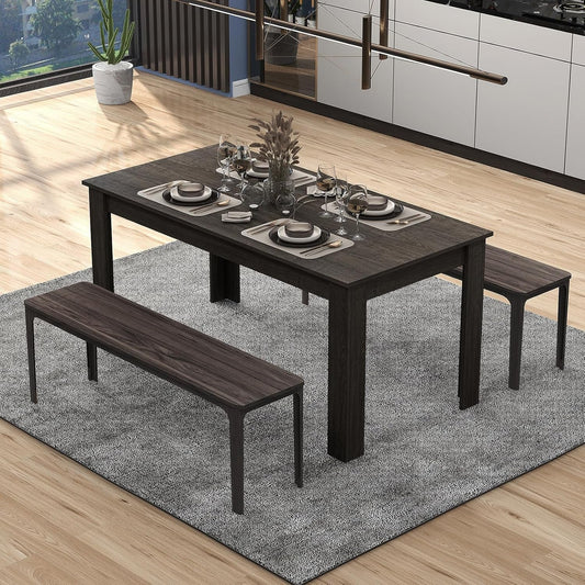 63 Inch Wood Dining Table For 4 To 6 People Grey Ideal For Dining Room