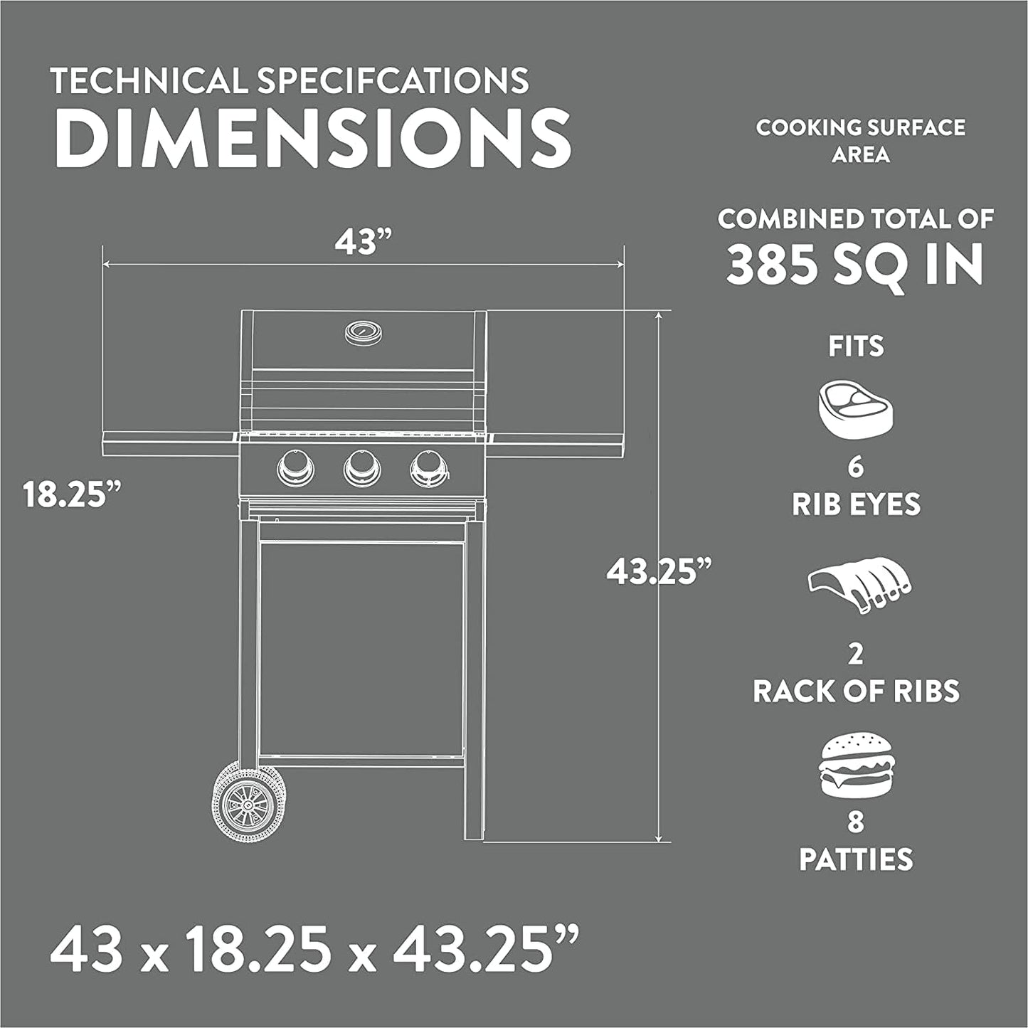 3 Burner Stainless Steel Propane Gas Grill With Cabinet