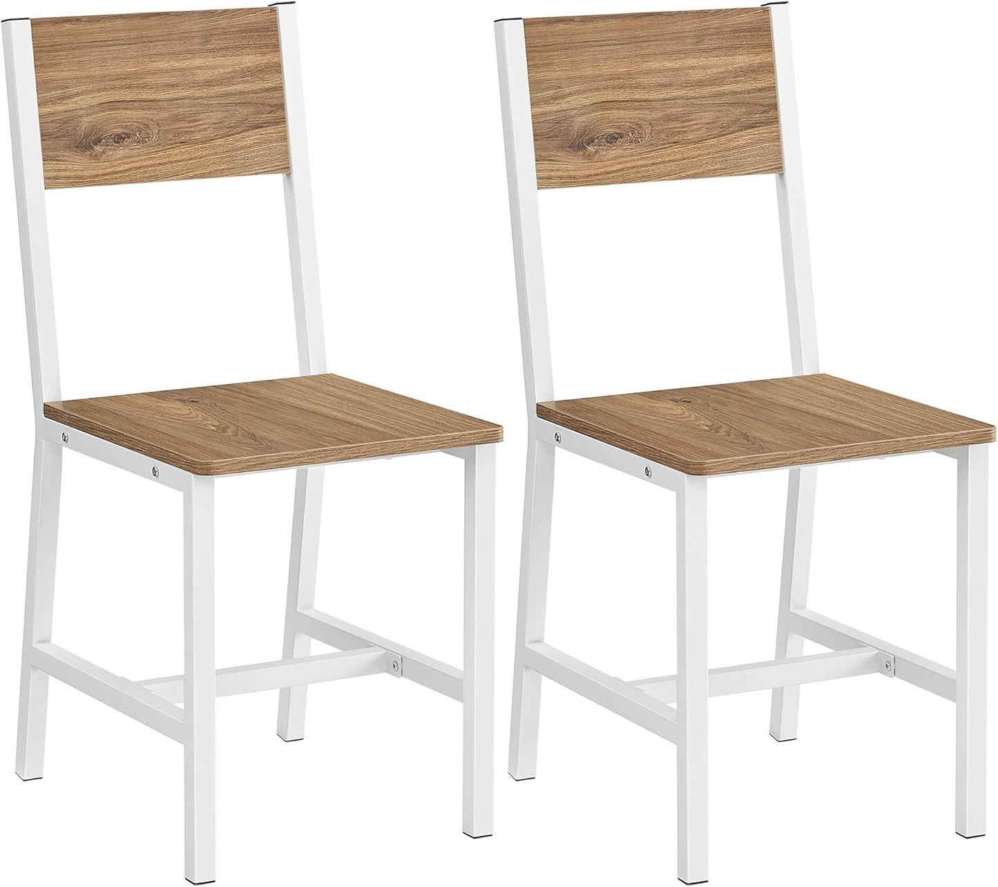 Dining Chair Set Of 2 Rustic Wood With Metal Frame