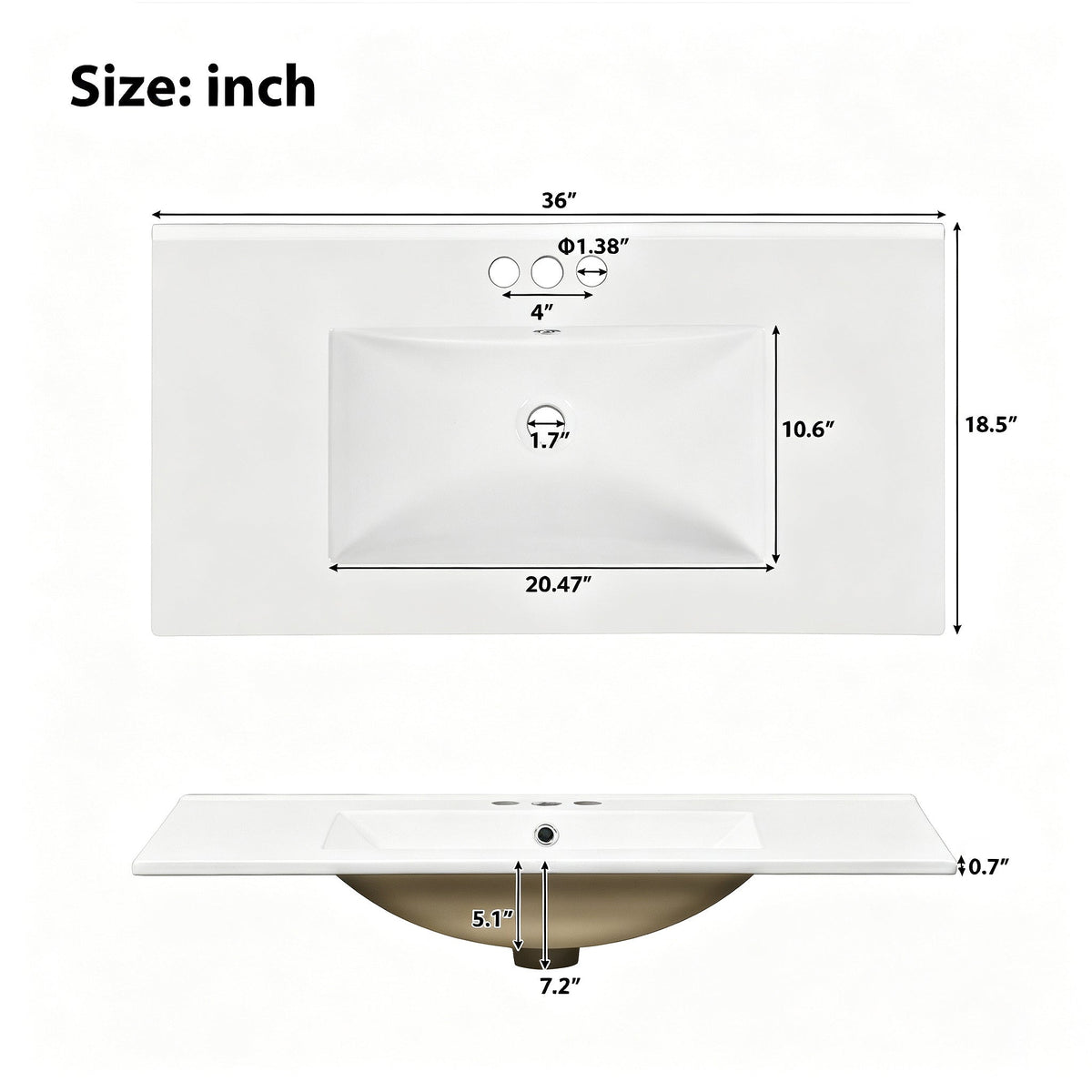 36" Green Bathroom Vanity with Ceramic Sink