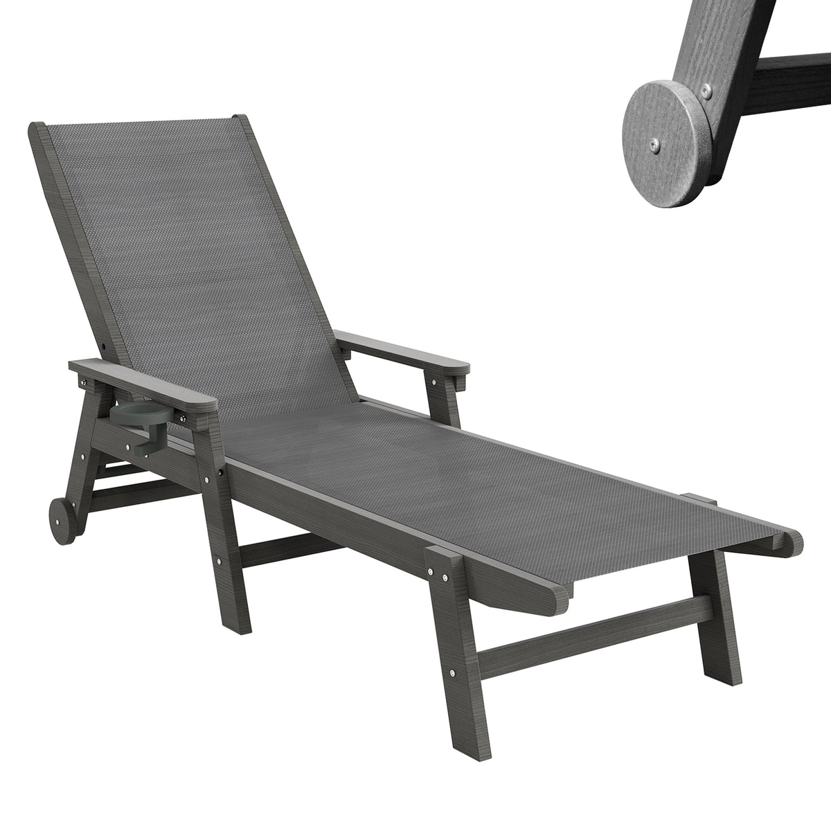 HDPE Outdoor Lounge Chair with Wheels