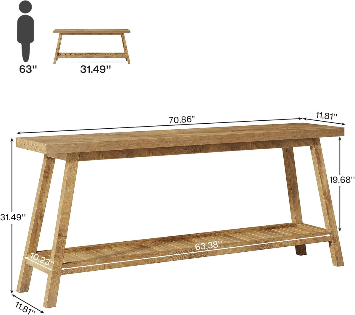 70.9 Inches Extra Long Farmhouse Console Table