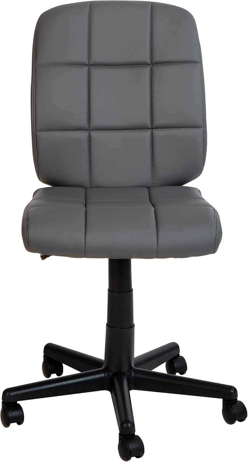 Clayton Mid Back Swivel Task Chair Gray Vinyl Upholstery