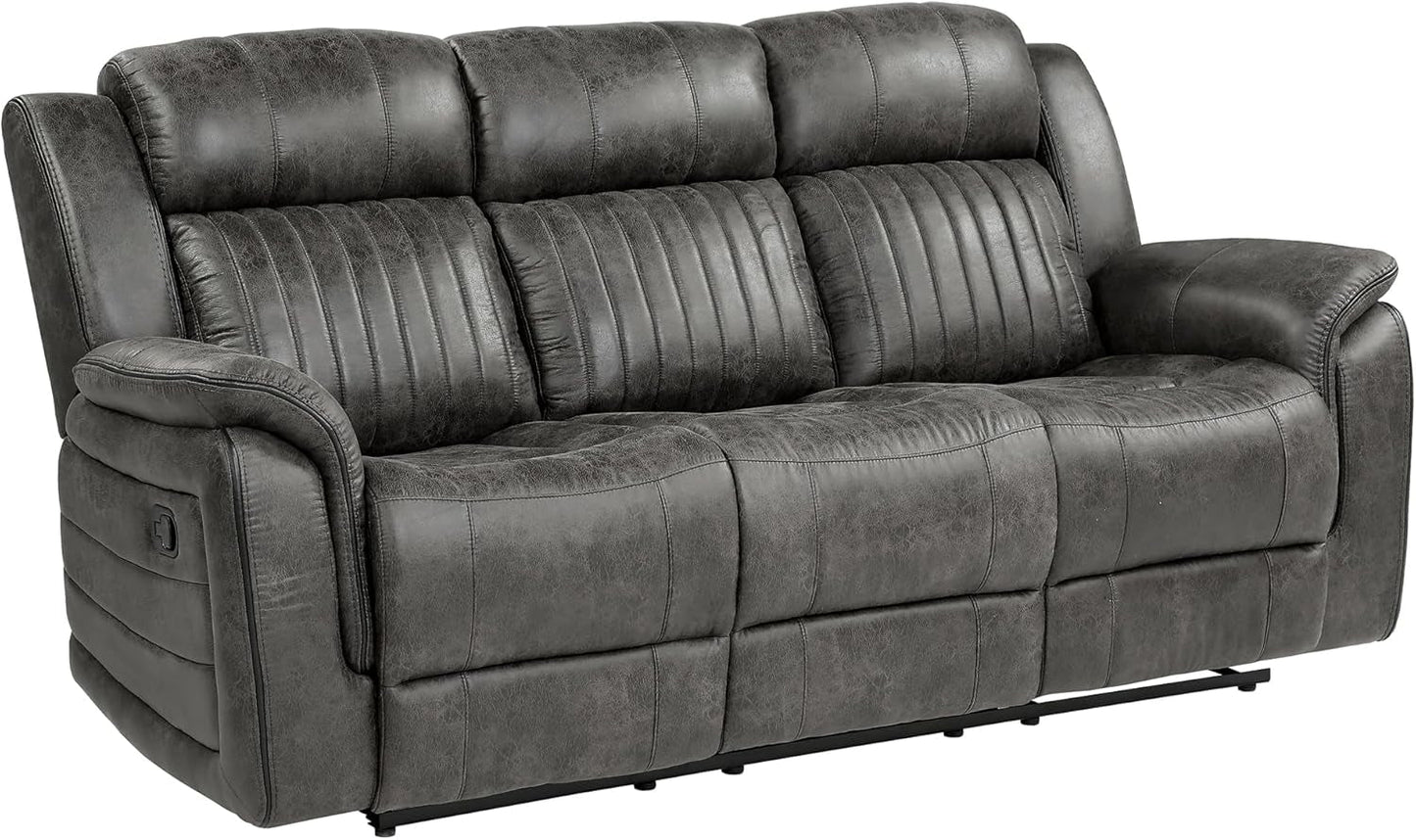 3 Piece Recliner Living Room Set In Brownish Gray Microfiber
