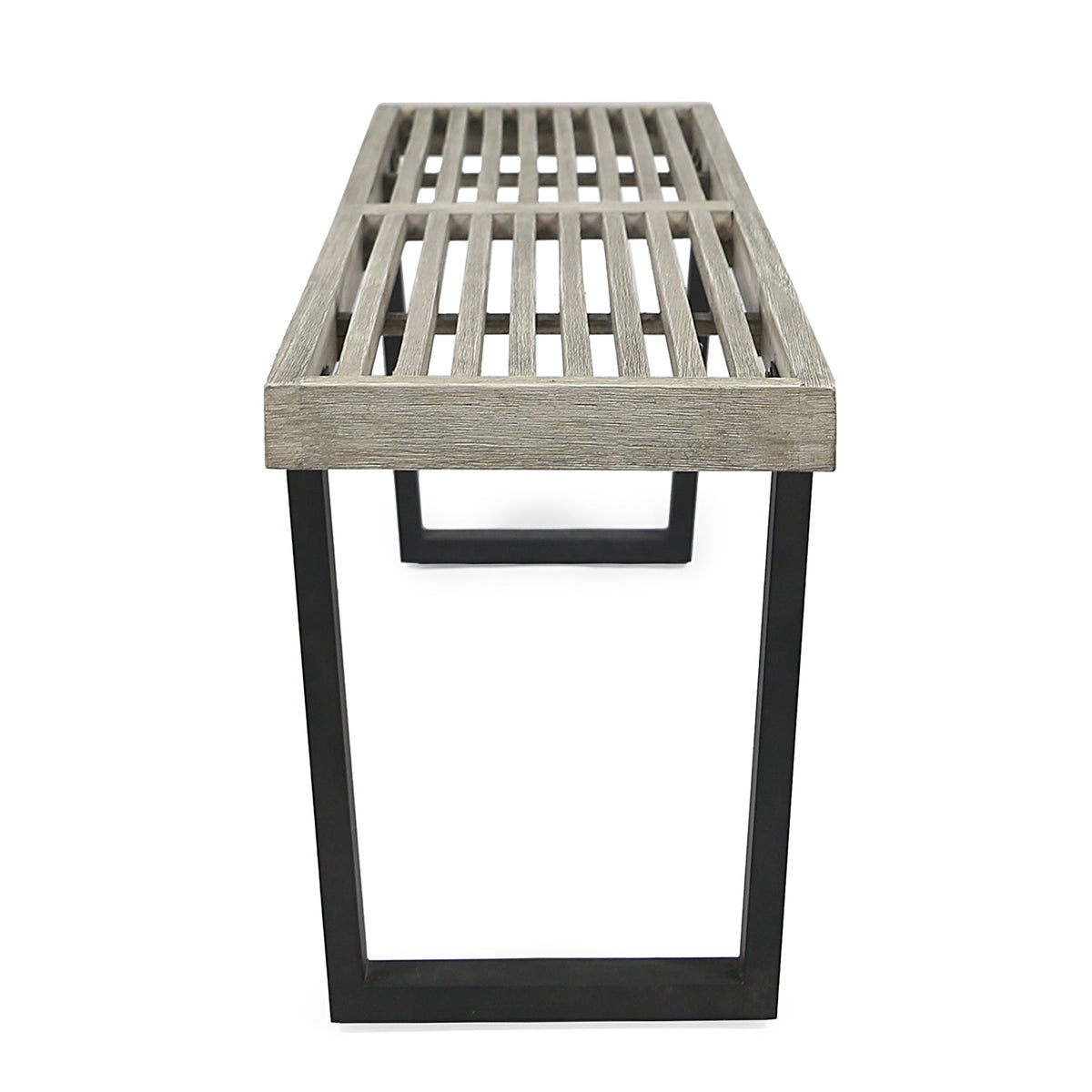 Metal/Solid Wood Outdoor Bench
