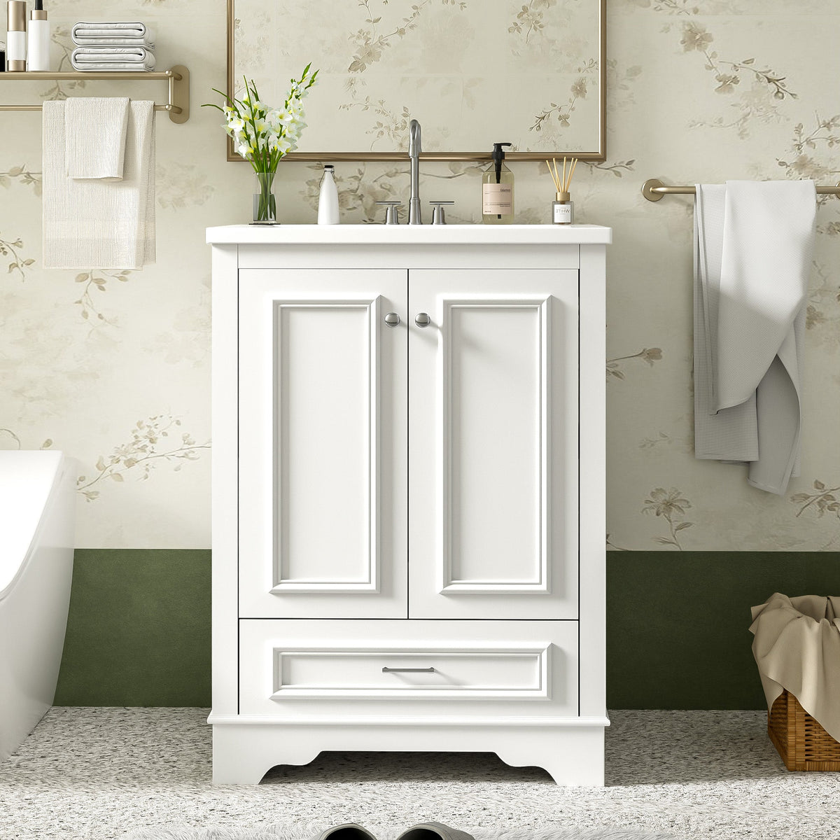 24" Bathroom Vanity with Ceramic Sink Combo