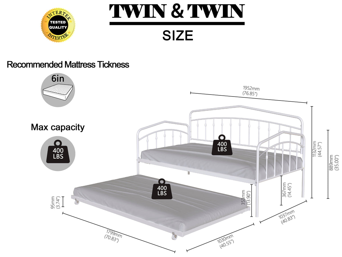 Fox Twin Daybed with Twin Trundle