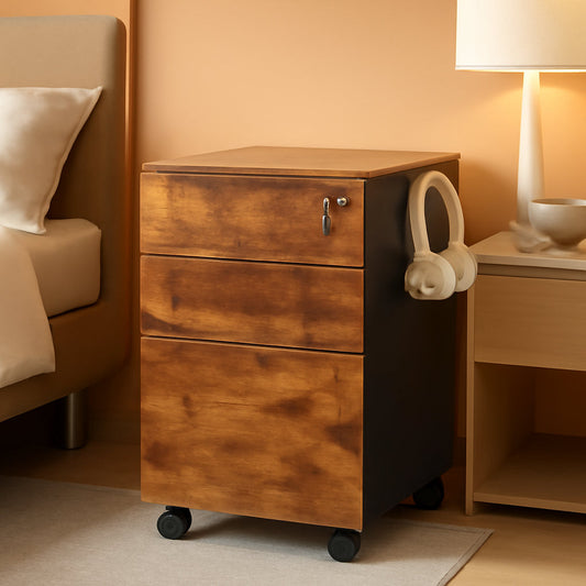 3 Drawer Rolling File Cabinet With Lock For Home Office Organization And Secure Document Storage