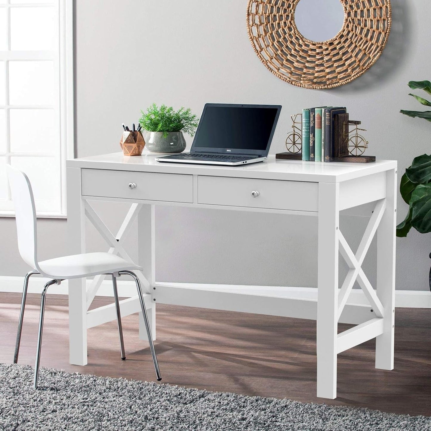 40 Inch White Computer Desk For Home Office Use And Study