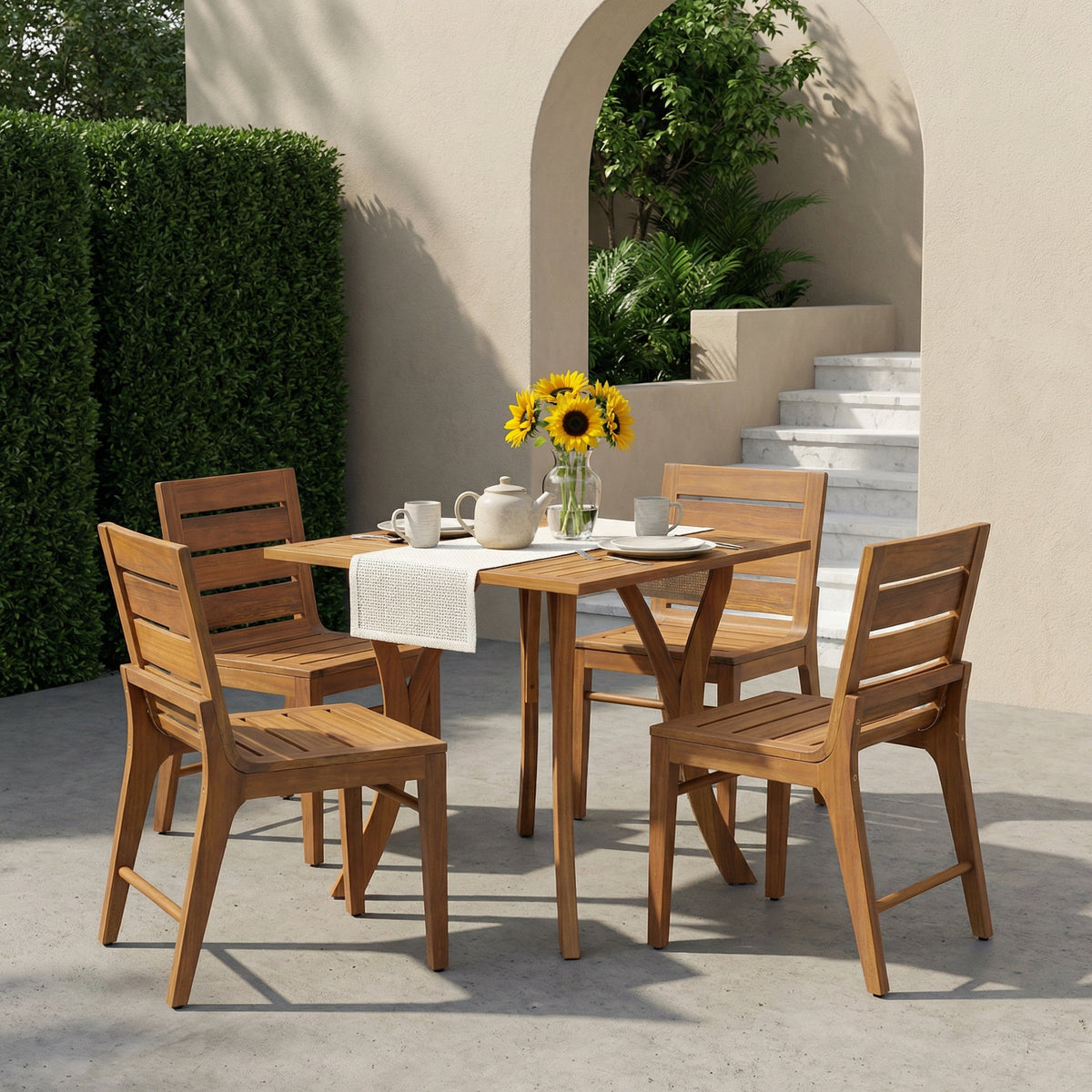 5-Piece Outdoor Acacia Wood Dining Set