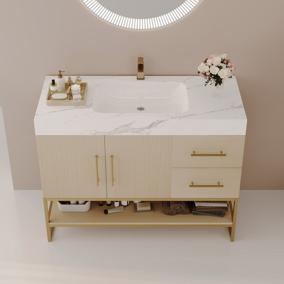 36" Modern Free-Standing Bathroom Vanity with Seamless Sink