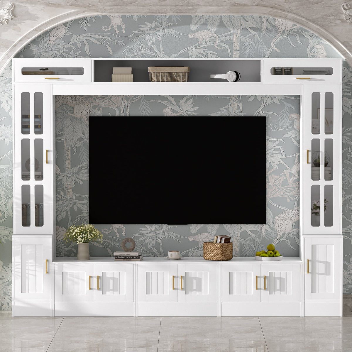 Vibe Haus 98.4" Wall Unit Entertainment Center