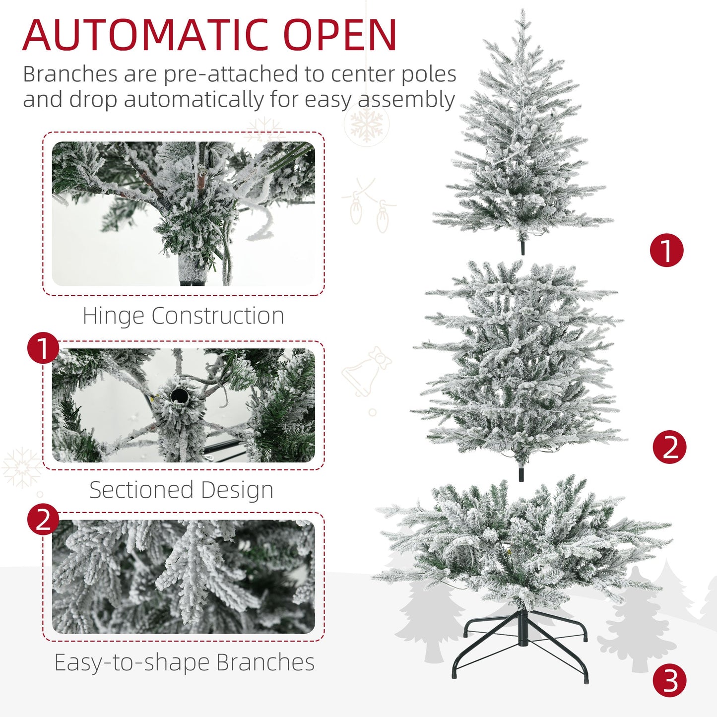 HOMCOM 6ft Tall Prelit Artificial Christmas Tree