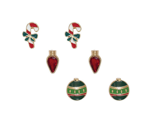 Enamel Ornaments and Crystal Bulbs Earrings Set