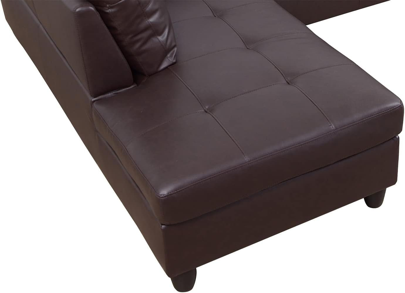Brown Leather Sectional Sofa Set With Storage Ottoman And Left Facing Chaise