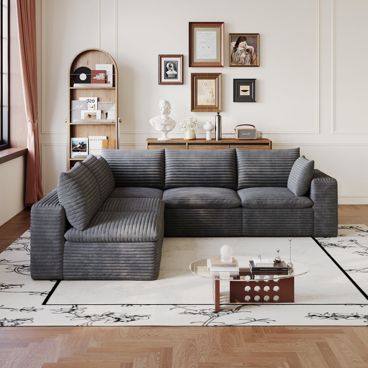 Cloud Sofa - Corduroy Fabric Deep Seat Couch