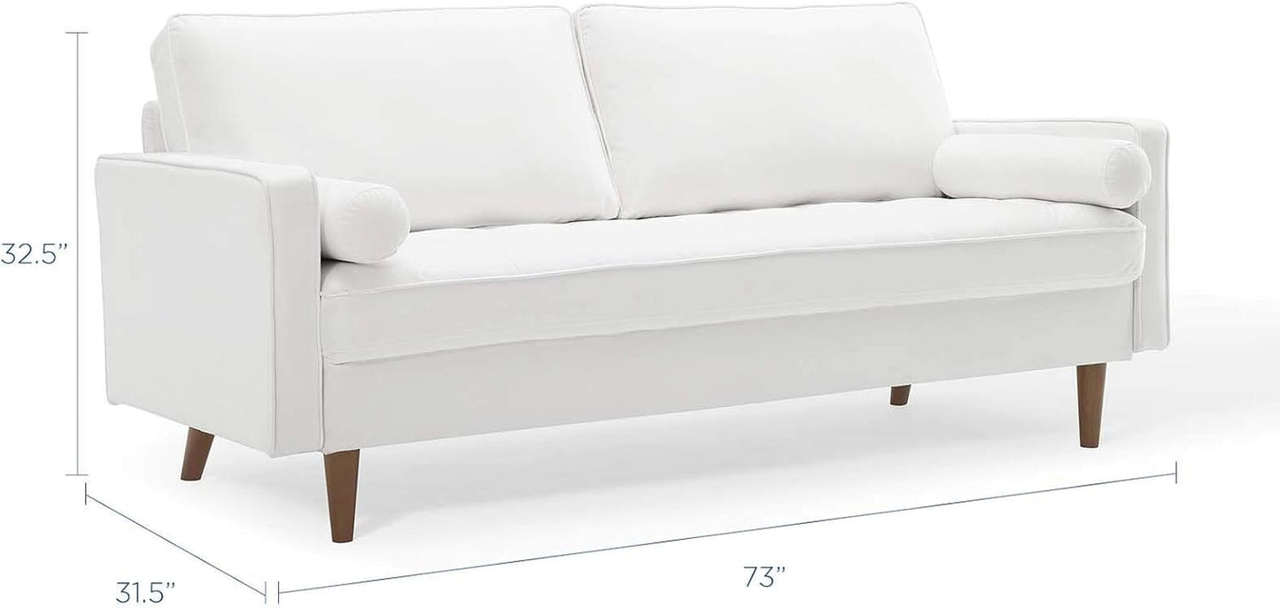 Valour Performance Velvet Sofa White Mid Century Modern