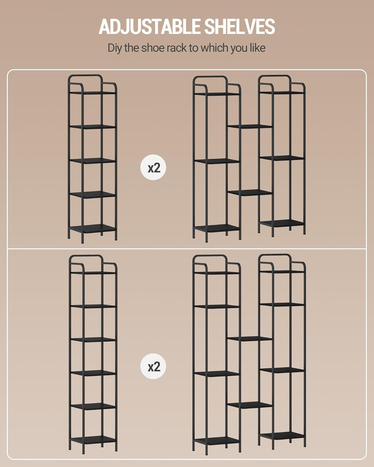 Black 5 Tier Narrow Bookcase Corner Shelf Organizer Industrial Design