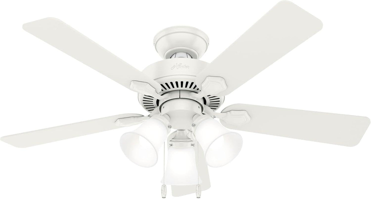 44 Inch Indoor Ceiling Fan With LED Lights Quiet Motor