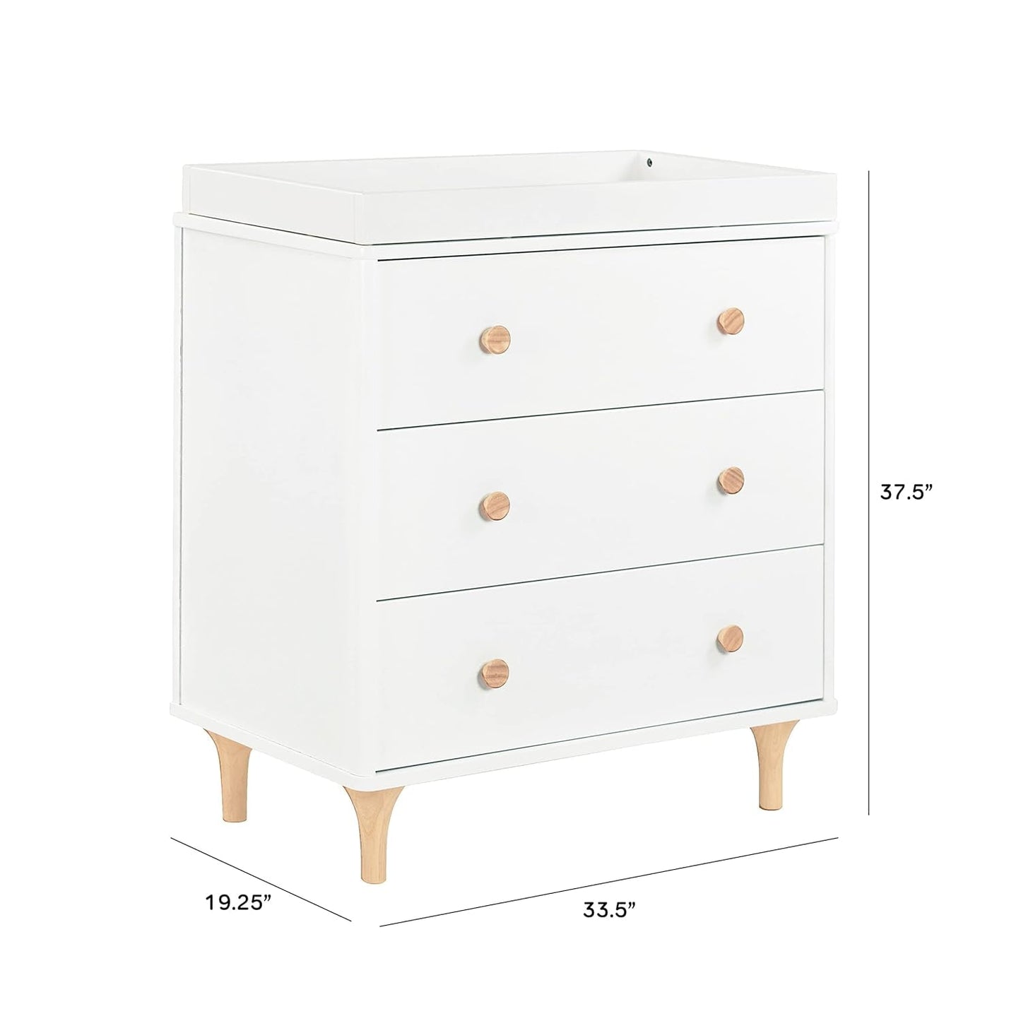 Lolly 3 Drawer Changer Dresser Removable Changing Tray White