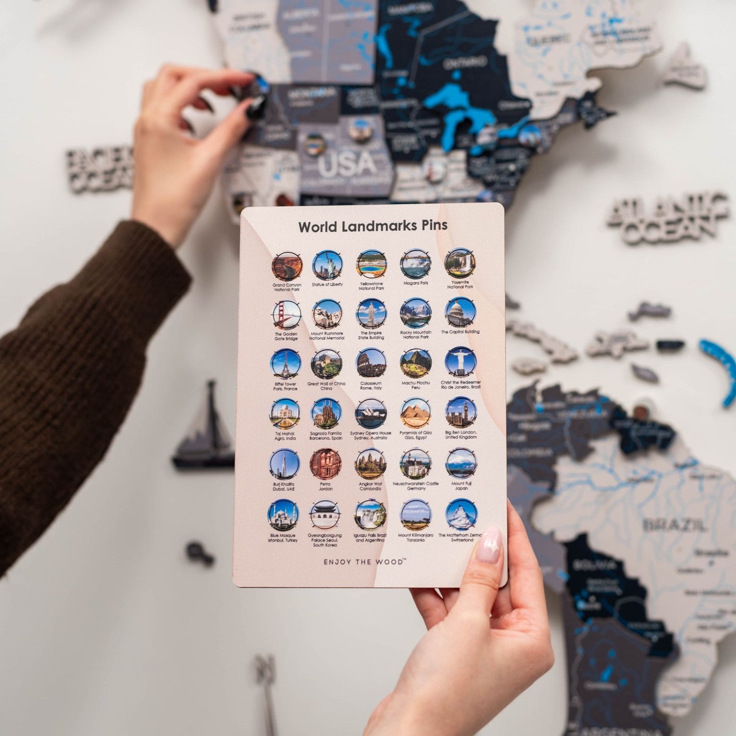 Wooden World Landmarks Pins