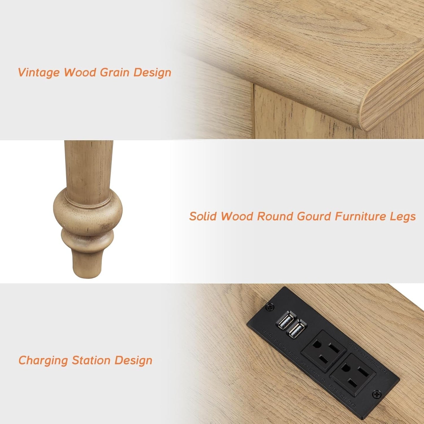 Farmhouse Executive Desk with Storage and Charging Station