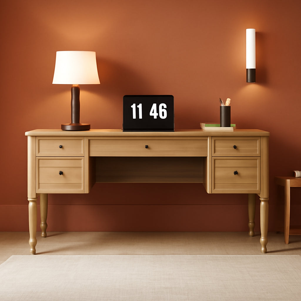 Farmhouse Executive Desk with Storage and Charging Station