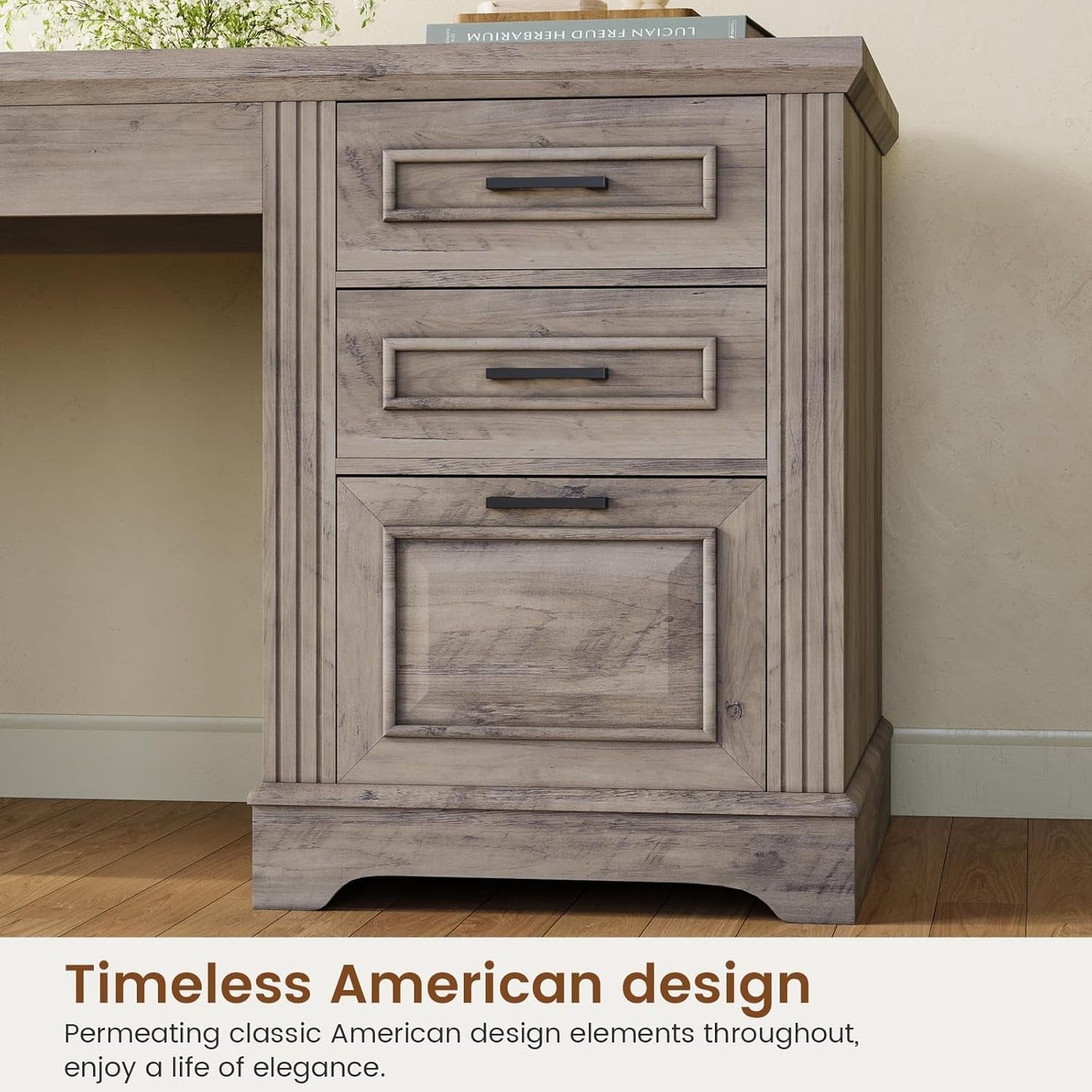 Grey L Shaped Desk With Power Outlet For Home Office