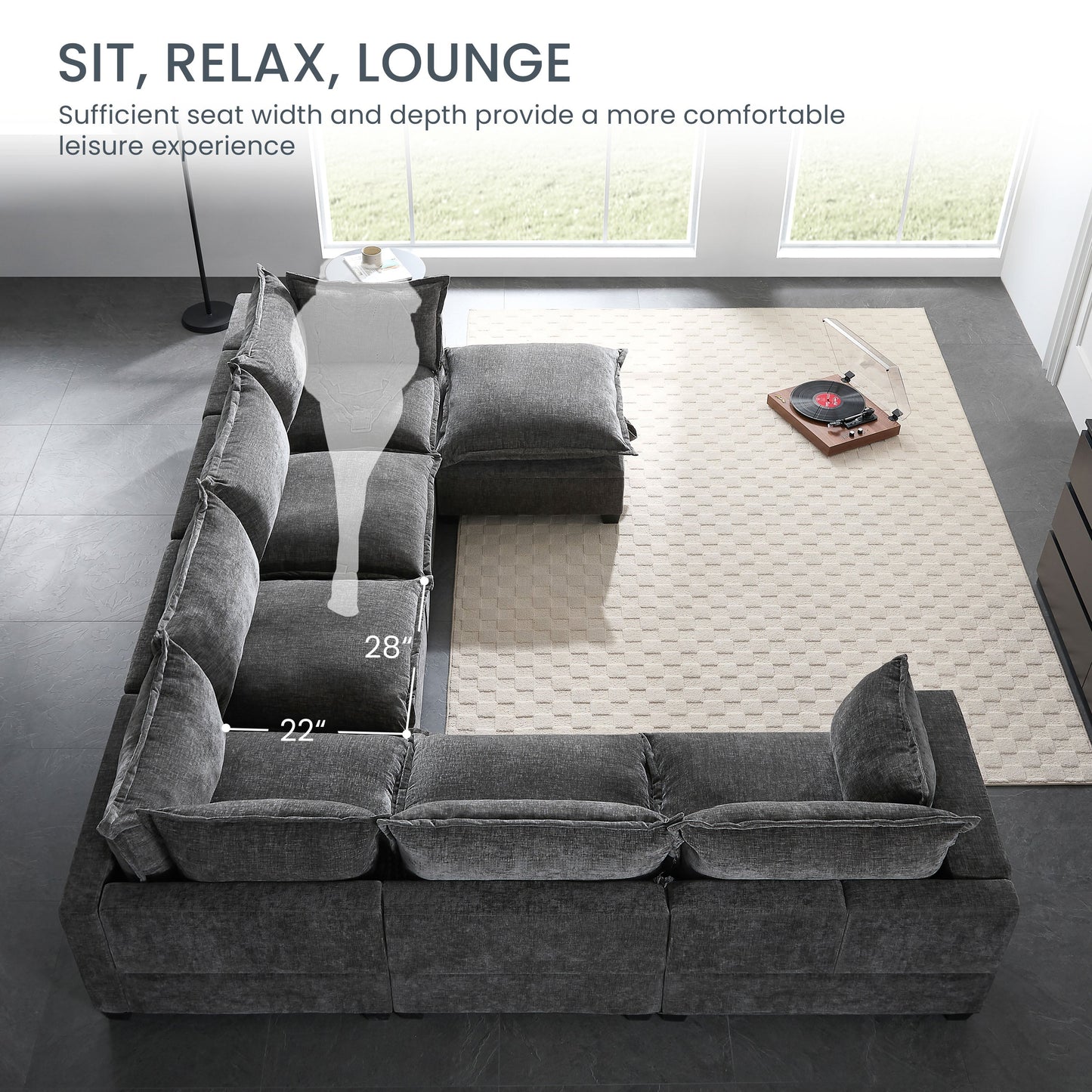 117.5 Inch Modular Sectional Sofa with Movable Storage Ottoman