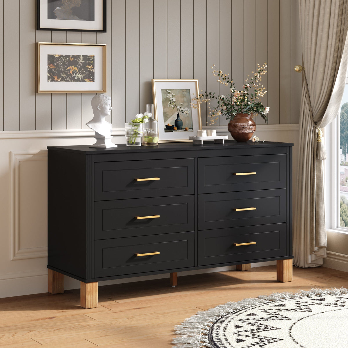 Modern 6-Drawer Double Dresser