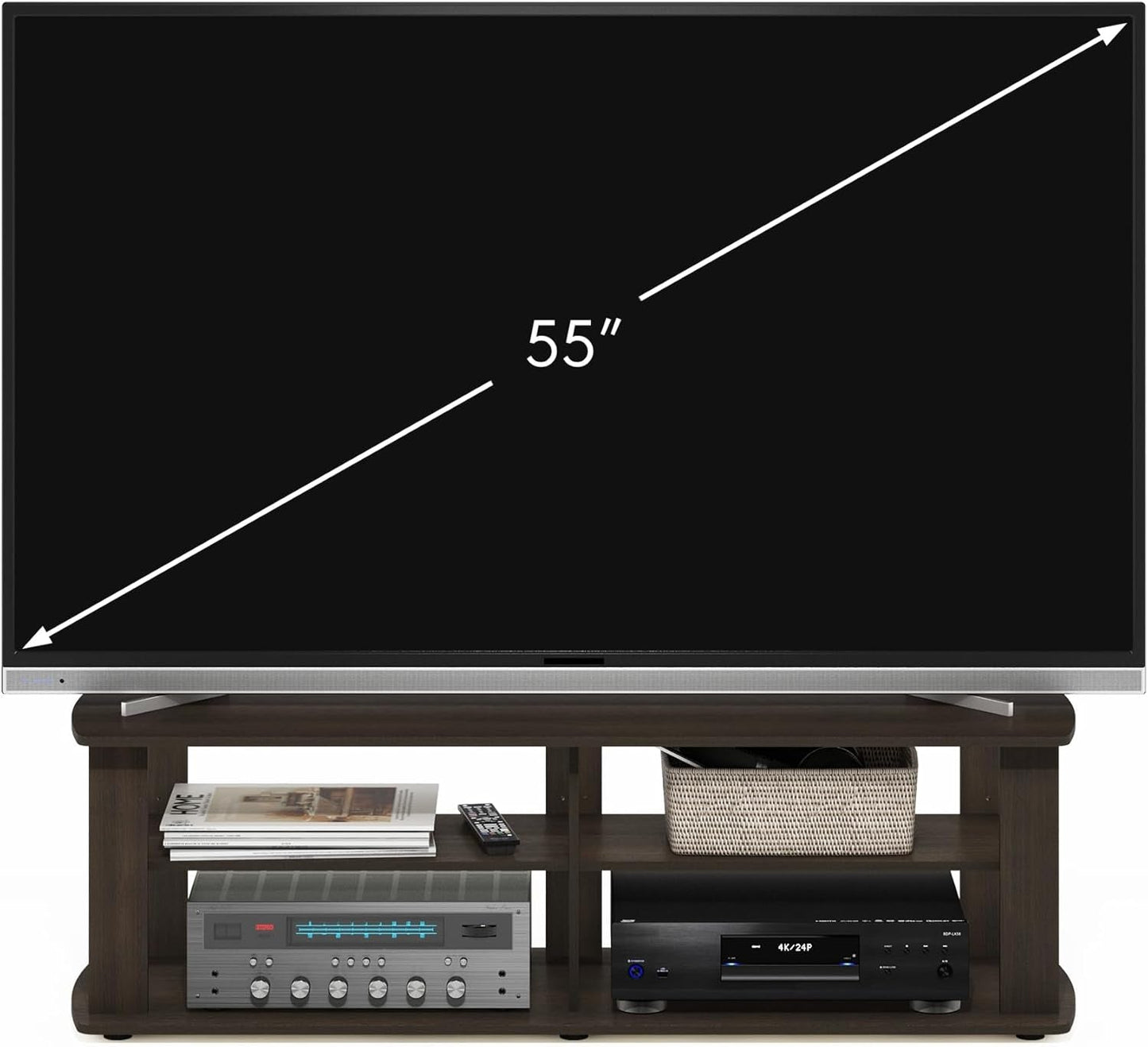 43.3 Inch Wide Dark Brown Entertainment Center TV Stand