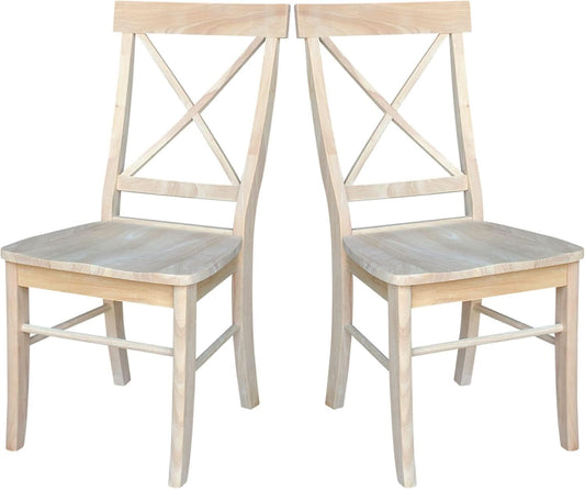X Back Dining Chairs Set Of 2 In Unfinished Parawood